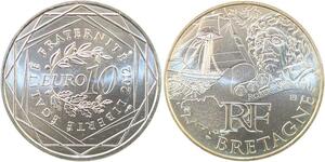 R2854 France 10 Euros Bretagne Robert Surcouf Monnaie de Paris Argent 2012 FDC