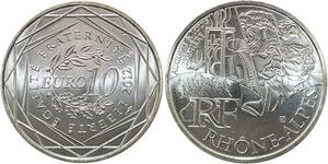 R2944 France 10 Euros Rhône-Alpes Auguste Louis Lumière MDP Argent 2012 FDC