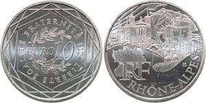 R2945 France 10 Euros Rhône-Alpes Monnaie de Paris Argent 2011 FDC -> Make Offer