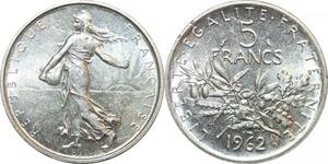 R2981 France 5 Francs Semeuse Roty 1962 Sortie Rouleau Argent FDC > Make Offer