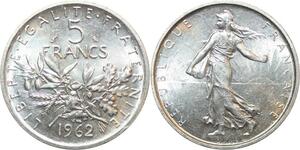 R2987 France 5 Francs Semeuse Roty 1962 Sortie Rouleau Argent FDC > Make Offer