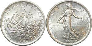 R2993 France 5 Francs Semeuse Roty 1960 Sortie Rouleau Argent FDC > Make Offer