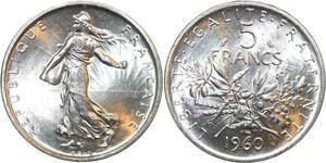 R3001 France 5 Francs Semeuse Roty 1960 Sortie Rouleau Argent FDC > Make Offer