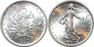 R3005 France 5 Francs Semeuse Roty 1960 Sortie Rouleau Argent FDC > Make Offer