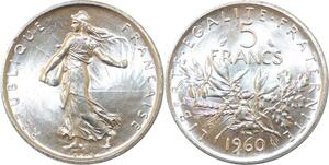 R3013 France 5 Francs Semeuse Roty 1960 Sortie Rouleau Argent FDC > Make Offer