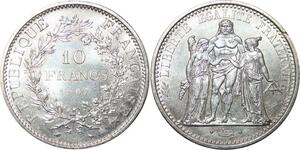 R3042 France 10 Francs Hercule Dupré 1967 Variété É Sortie Rouleau Argent FDC