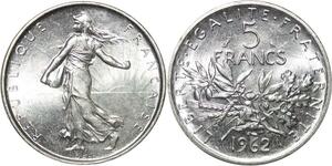 R3061 France 5 Francs Semeuse Roty 1962 Sortie Rouleau Argent FDC > Make Offer