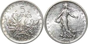 R3064 France 5 Francs Semeuse Roty 1960 Sortie Rouleau Argent FDC > Make Offer