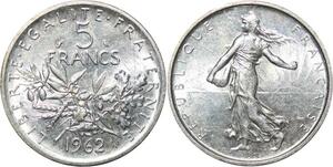 R3066 France 5 Francs Semeuse Roty 1962 Sortie Rouleau Argent FDC > Make Offer