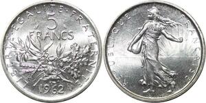R3071 France 5 Francs Semeuse Roty 1962 Sortie Rouleau Argent FDC > Make Offer