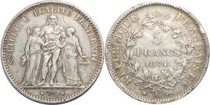 R3089 France 5 Francs Hercule Dupré 1874 A Paris Argent > Make Offer