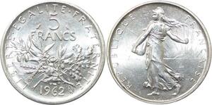 R3111 France 5 Francs Semeuse Roty 1962 Sortie Rouleau Argent FDC -> Make Offer