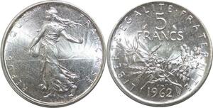 R3115 France 5 Francs Semeuse Roty 1962 Sortie Rouleau Argent FDC -> Make Offer