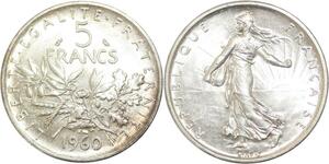 R3119 France 5 Francs Semeuse Roty 1960 Sortie Rouleau Argent FDC -> Make Offer