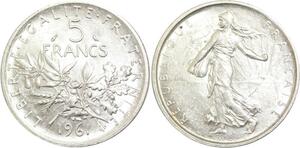 R3122 France 5 Francs Semeuse Roty 1961 Sortie Rouleau Argent SPL -> Make Offer