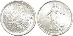 R3123 France 5 Francs Semeuse Roty 1961 Sortie Rouleau Argent FDC -> Make Offer