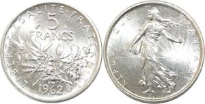 R3124 France 5 Francs Semeuse Roty 1962 Sortie Rouleau Argent FDC -> Make Offer