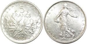 R3126 France 5 Francs Semeuse Roty 1961 Sortie Rouleau Argent FDC -> Make Offer
