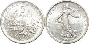 R3128 France 5 Francs Semeuse Roty 1960 Sortie Rouleau Argent FDC -> Make Offer