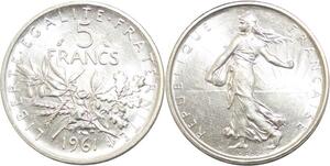 R3129 France 5 Francs Semeuse Roty 1961 Sortie Rouleau Argent FDC -> Make Offer