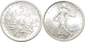 R3130 France 5 Francs Semeuse Roty 1962 Sortie Rouleau Argent FDC -> Make Offer