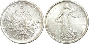 R3133 France 5 Francs Semeuse Roty 1962 Sortie Rouleau Argent FDC -> Make Offer