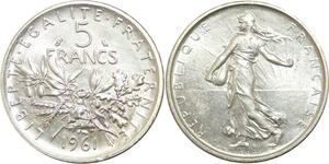 R3135 France 5 Francs Semeuse Roty 1961 Sortie Rouleau Argent FDC -> Make Offer