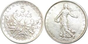 R3137 France 5 Francs Semeuse Roty 1961 Sortie Rouleau Argent FDC -> Make Offer