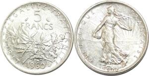 R3138 France 5 Francs Semeuse Roty 1960 Sortie Rouleau Argent FDC -> Make Offer