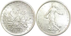 R3139 France 5 Francs Semeuse Roty 1962 Sortie Rouleau Argent FDC -> Make Offer