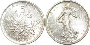 R3140 France 5 Francs Semeuse Roty 1960 Sortie Rouleau Argent FDC -> Make Offer