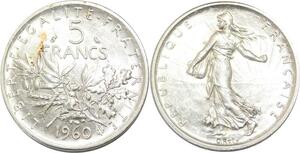 R3145 France 5 Francs Semeuse Roty 1960 Sortie Rouleau Argent FDC -> Make Offer