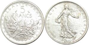 R3146 France 5 Francs Semeuse Roty 1960 Sortie Rouleau Argent FDC -> Make Offer