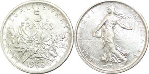 R3147 France 5 Francs Semeuse Roty 1965 Sortie Rouleau Argent FDC -> Make Offer