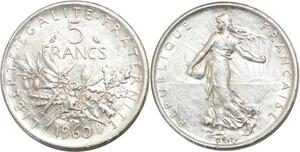 R3149 France 5 Francs Semeuse Roty 1960 Sortie Rouleau Argent FDC -> Make Offer