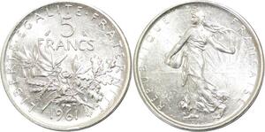 R3150 France 5 Francs Semeuse Roty 1961 Sortie Rouleau Argent FDC -> Make Offer
