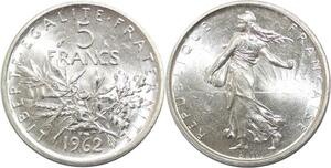 R3152 France 5 Francs Semeuse Roty 1962 Sortie Rouleau Argent FDC -> Make Offer