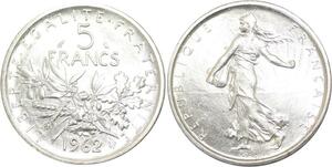 R3155 France 5 Francs Semeuse Roty 1962 Sortie Rouleau Argent FDC -> Make Offer