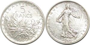 R3157 France 5 Francs Semeuse Roty 1960 Sortie Rouleau Argent FDC -> Make Offer