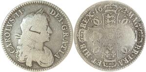 R3187 Rare United Kingdom 1/2 Crown Charles II 1672 Silver -> Make Offer