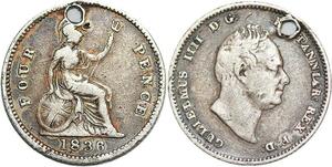 R3188 United Kingdom 4 Pence William IV 1836 Silver -> Make Offer