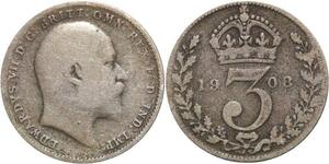 R3199 United Kingdom 3 Pence Edward VII 1908 Silver -> Make Offer