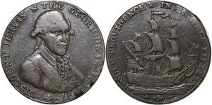 R3209 Rare United Kingdom Hampshire Portsmouth Half Penny John Jervis 1797 Offer