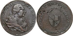 R3211 Rare United Kingdom Warwickshire Half Penny George III 1790's > Make Offer