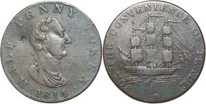 R3214 Rare Canada Nova Scotia Half Penny George III Convenience Trade 1814