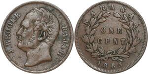 R3218 Rare Malaysia Sarawak Borneo One Cent James Brooke 1863 -> Make Offer