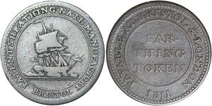 R3226 United Kingdom Somersetshire Farthing 1811 Bristol -> Make Offer