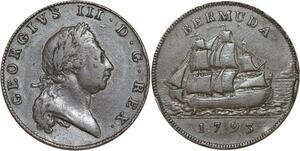 R3234 Rare Bermuda One Penny George III 1793 -> Make Offer