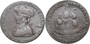 R3235 United Kingdom Lancaster Half Penny Richard Howe 1795 -> Make Offer