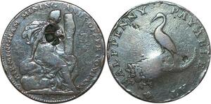 R3238 United Kingdom Birmingham Half Penny 1798 countermarked -> Make Offer